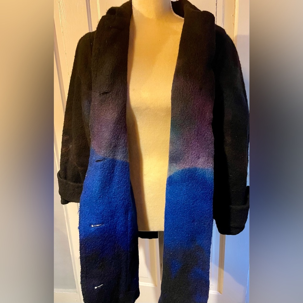 Geoffrey Beene Vintage Dip-dyed Wool Coat L